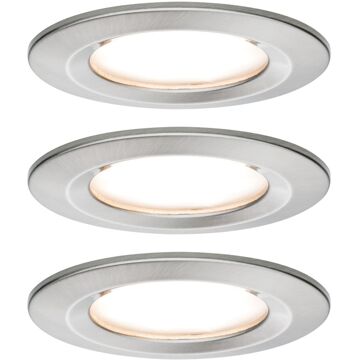 Paulmann Nova Inbouwlamp voor badkamer Set van 3 stuks LED LED 19.5 W IP44 RVS (geborsteld)