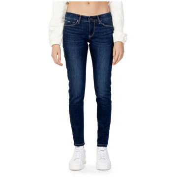 Pepe Jeans Blauwe effen dames jeans met ritssluiting en knoopsluiting Pepe Jeans , Blue , Dames - W24 L30