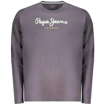 Pepe Jeans Logo Print Katoenen Longsleeve T-shirt Pepe Jeans , Gray , Heren - 2Xl,L,M