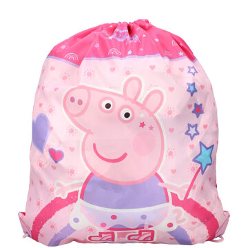 Peppa Pig gymtas/rugzak/rugtas voor kinderen - roze/paars - polyester - 44 x 37 cm - Gymtasje - zwemtasje