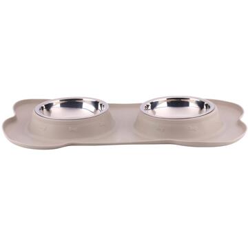 Pet Voerbak met mat en stalen bak 45x27 Duo crème