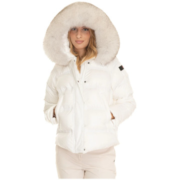 Peuterey Gewatteerde korte Harrington jas met bont Peuterey , White , Dames - L,M,Xs