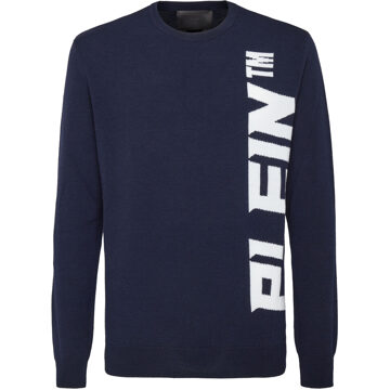 Philipp Plein Pullover Ronde Hals Donkerblauw