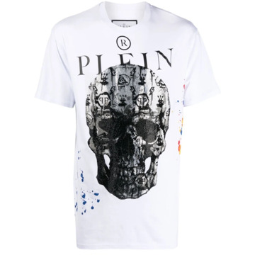 Philipp Plein Skull Print Katoen Jersey T-shirt Philipp Plein , Multicolor , Heren - 2Xl,Xl,L,M,S