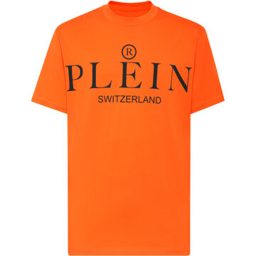 Philipp Plein T-Shirt Ronde Hals Iconic Plein Oranje