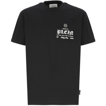 Philipp Plein Zwart T-shirt met reliëf logo voor heren Philipp Plein , Black , Heren - 2Xl,Xl,L,M,S,3Xl