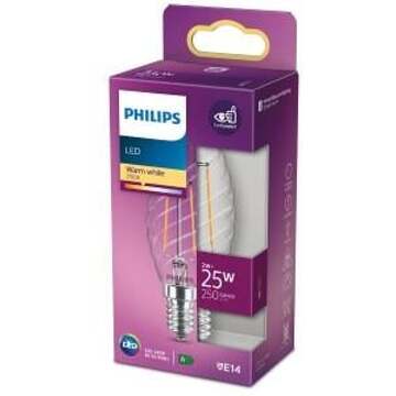 Philips Led Lamp E14 2W Kaars Gedraaid