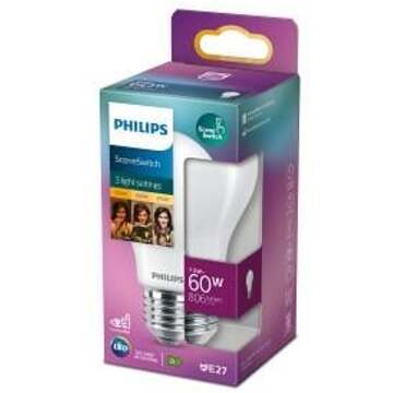Philips LED Lamp - SceneSwitch 827 A60 - E27 Fitting - Dimbaar - 1.6W-7.5W - Warm Wit 2200K-2700K Vervangt 16W-60W