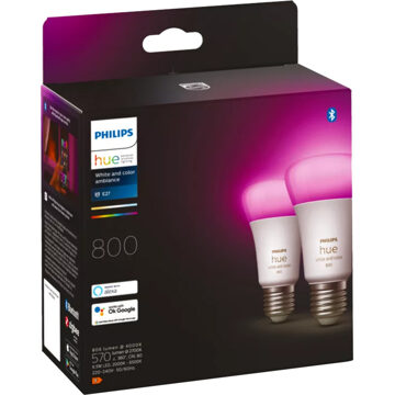 Philips STANDAARDLAMP A60 E27 2-pack WIT EN GEKLEURD LICHT