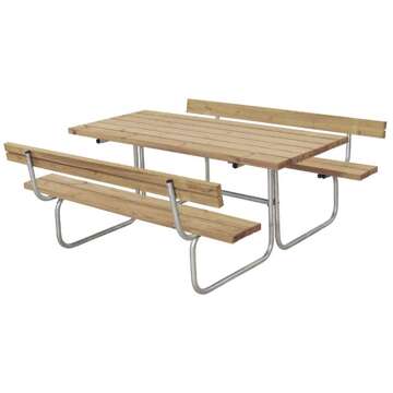 Picknicktafel thermowood - Classic - 2 rugleuningen - 177 x 177 x 73 cm Bruin