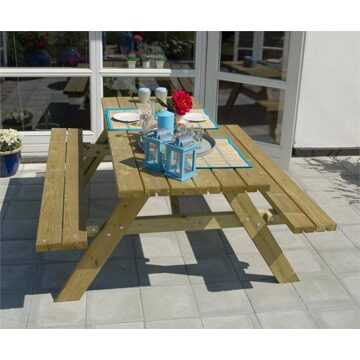 Picknicktafel vuren geimpregneerd - Opklapbare zitting - 155 x 177 x 71 cm Bruin