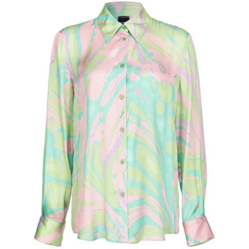 Pinko Multicolor Satijnen Overhemd met Klassieke Kraag Pinko , Multicolor , Dames - L,M,S