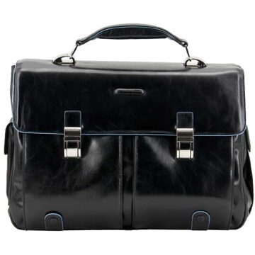 Piquadro "Piquadro Blue Square Computer Briefcase 15.6"" Black" Zwart