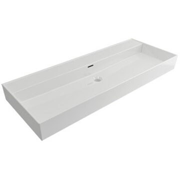 Plieger Kansas wastafel zonder kraangaten met overloop 120x46.6cm wit 271081