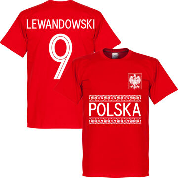 Polen Lewandowski 9 Team T-Shirt - Rood - S