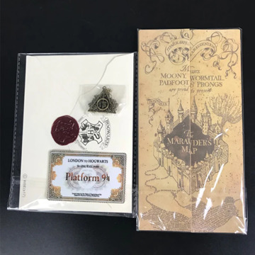 Potters The Marauder's Map Hogwart Acceptance Letter Express Ticket Deathly Hallows Necklace Gringott Bank Coins and Bag