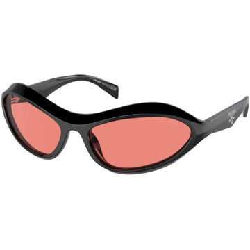 Prada Stijlvolle zonnebril met zwart montuur en roze lenzen Prada , Black , Unisex - 61 MM