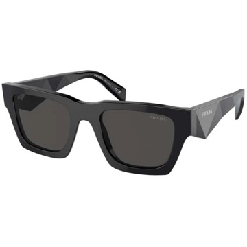 Prada Vierkante zonnebril met facetgeslepen pootjes en iconisch logo Prada , Black , Heren - 50 MM