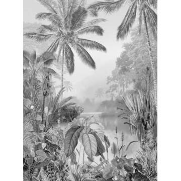 Praxis Fotobehang Lac Tropical Black & White 200x270 cm Multikleur
