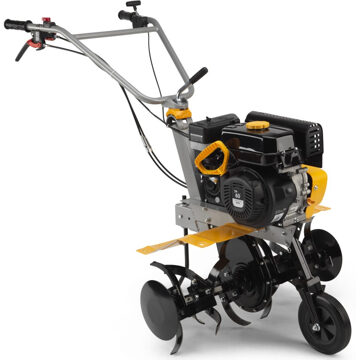 Praxis Roterende Tuinfrees Met 182 Cc Benzinemotor, 60 Cm Werkbreedte, Zes Metalen Rotoren En Één Voorwiel.