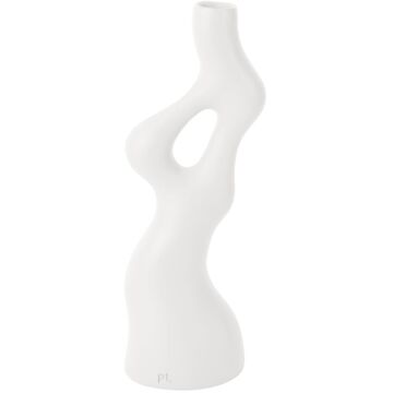 Present Time Vase Organic Swirls polyresin white Wit