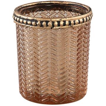 PTMD theelichthouder Decoritz glas 6,5cm roze