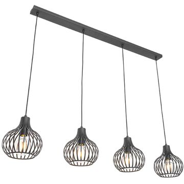 QAZQA Moderne hanglamp zwart 4-lichts - Saffira