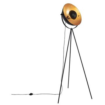 QAZQA Vloerlamp zwart met goud 42 cm verstelbaar tripod - Magnax