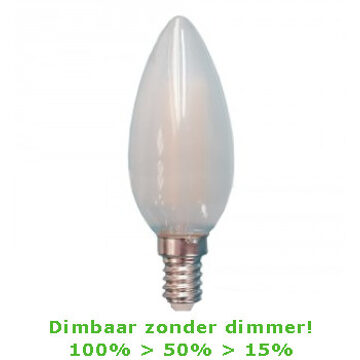 Qualedy LED E14-C35-Filament Kaars - 4W - 2700K - 450Lm - 3-Stap-Dimbaar
