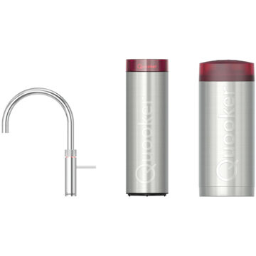 Quooker CUBE COMBI+ Fusion Round Chroom Kokendwaterkraan Zilver