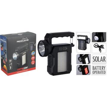 Redcliffs Solar campinglamp met usb zwart