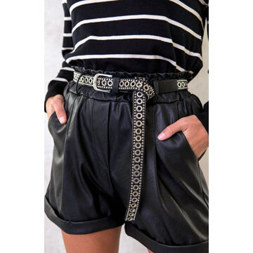 Riem Met Zilveren Details Zwart