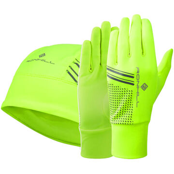 Ronhill Ron Hill Beanie and Glove Set Fluo Geel