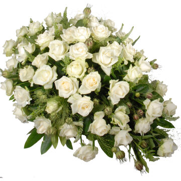 Rouwstuk met alleen witte rozen