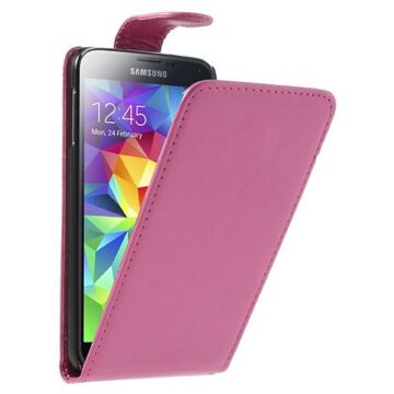 Roze lederen Samsung Galaxy S5 Flipcase