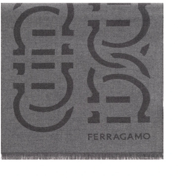 Salvatore Ferragamo Sjaal met logo Salvatore Ferragamo , Gray , Heren - ONE Size