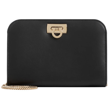 Salvatore Ferragamo Zwarte Kalfsleren Handtas Salvatore Ferragamo , Black , Dames - ONE Size