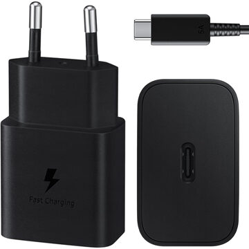 Samsung 15W Power Adapter incl. USB-C naar USB-C kabel (1m) Oplader Zwart