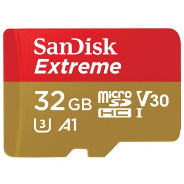 Sandisk MicroSDHC Extreme 32GB 100 mb/s - A1 - V30 - SDA - Rescue Pro DL 1Y Micro SD-kaart Rood