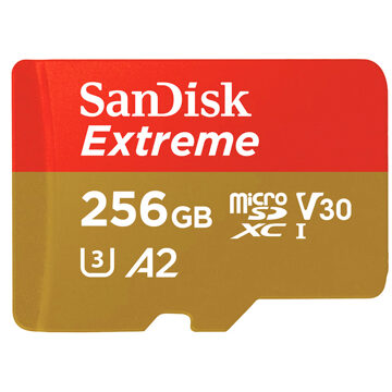 Sandisk MicroSDXC Extreme 256GB 190/130 mb/s - A2 - V30 - SDA - Rescue Pro DL 1Y Micro SD-kaart Rood