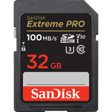 Sandisk SDHC Extreme Pro 32GB 100/90 mb/s - V30 - Rescue Pro DL 2Y Micro SD-kaart Zwart