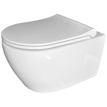 Sanicare Wandcloset Sanicare Rondo Rimfree Compact Met Bidetspoeler Keramiek 51x36 cm Wit