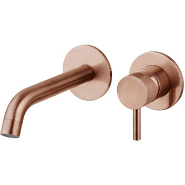 Sanilux Wastafelmengkraan Inbouw Sanilux Newt Met Box Rond Met Geribbeld Knop Brons Sanilux