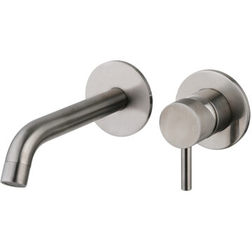 Sanilux Wastafelmengkraan Inbouw Sanilux Newt Met Box Rond Met Geribbeld Knop Gunmetal Sanilux