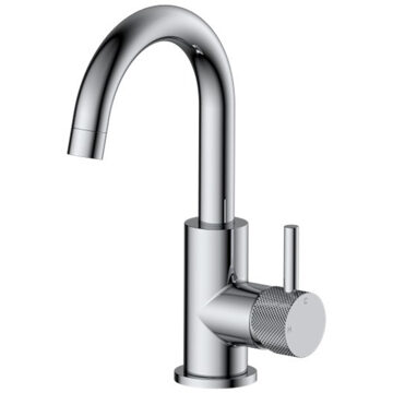 Sanilux Wastafelmengkraan Sanilux Largo Opbouw Met Draaibare Uitloop Met Geribbeld Knop Chroom Sanilux