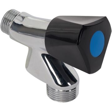 Sanivesk Kraan + Keerklep Voor Wasmachine 1/2"m Zwarte Knop