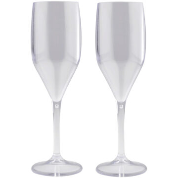 Santex Set van 4x stuks champagne/prosecco flutes glazen transparant 150 ml van onbreekbaar kunststof