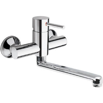 Sapho Wastafelmengkraan Wandmontage Sapho Rhapsody 1-hendel Uitloop Recht 25 cm Chroom Sapho