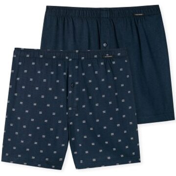 Schiesser 2 stuks Fun Print Boxershorts Versch.kleure/Patroon,Blauw,Groen - Small