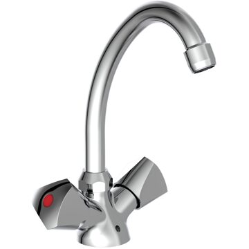 Schütte SCHÜTTE Wastafelmengkraan tweeknops SAVINO chroomkleurig Zilver